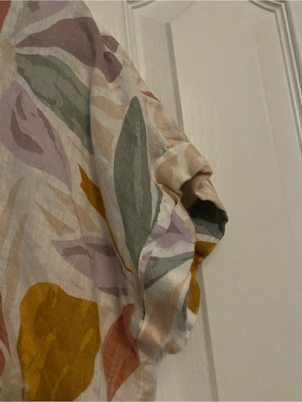 Nicole Miller Multicolor Floral 100% Linen Button-Up Blouse - Picture 5 of 5